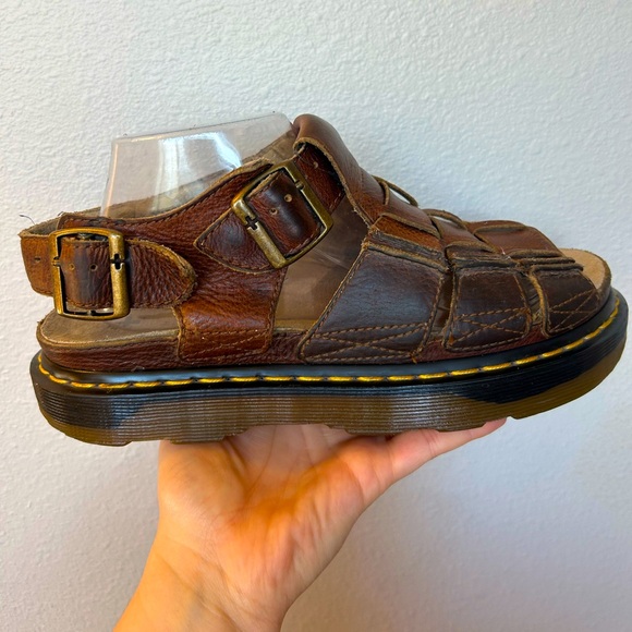 RARE Vintage Dr Martens Fisherman Sandals 90s  Brown Leather Chunky size 9 - Picture 3 of 15